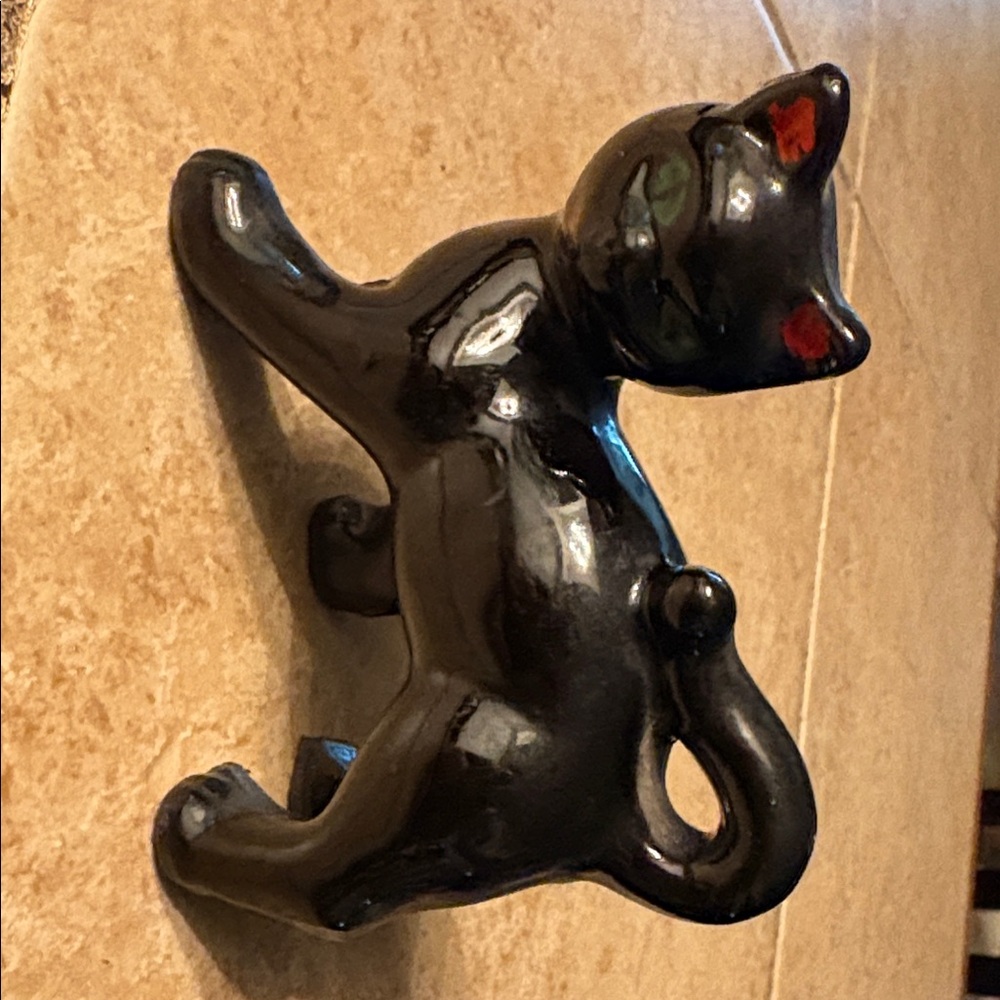 Vintage ceramic black cat figurine